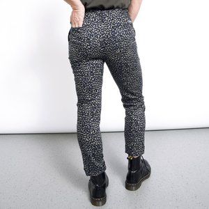 Wildfang NWT Essential Twill High Rise Slim Crop Pant - Navy Leopard Print